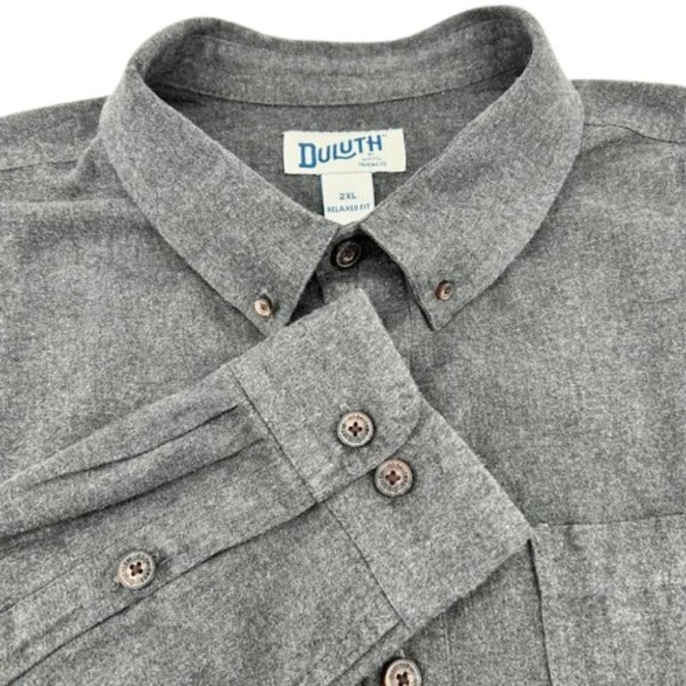 Duluth Trading Men's 2XL Free Swingin Flannel Shirt Relaxed Fit Dark Gray